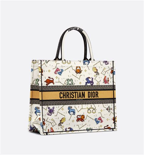 Large Dior Book Tote Multicolor La Force Embroidery (41.5 x 35 x 